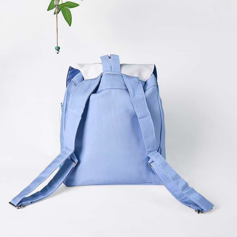 Nimara Ritual Handmade Blue Magnolia Embroidered Large Capacity Canvas Backpack