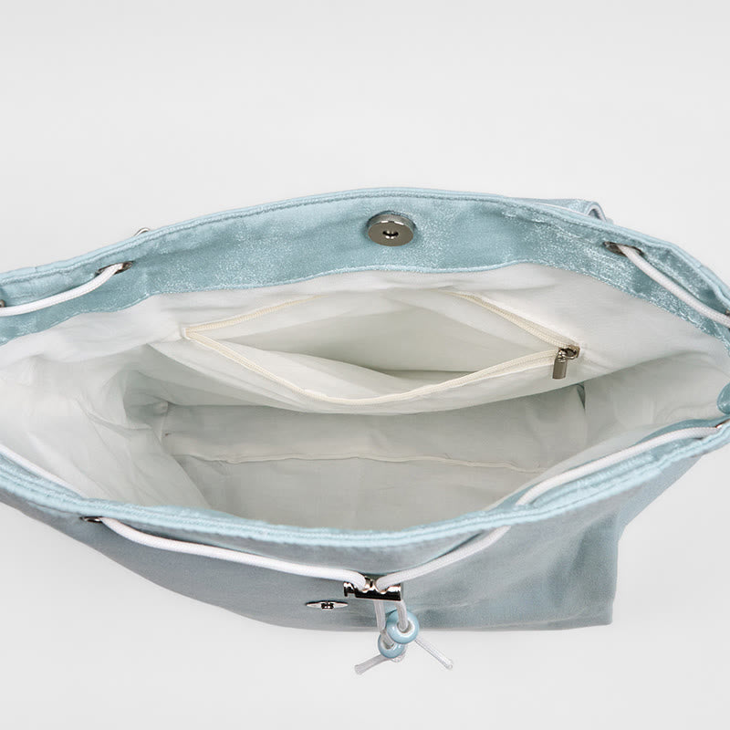 Nimara Ritual Handmade Blue Lotus Embroidered Large Capacity Canvas Backpack