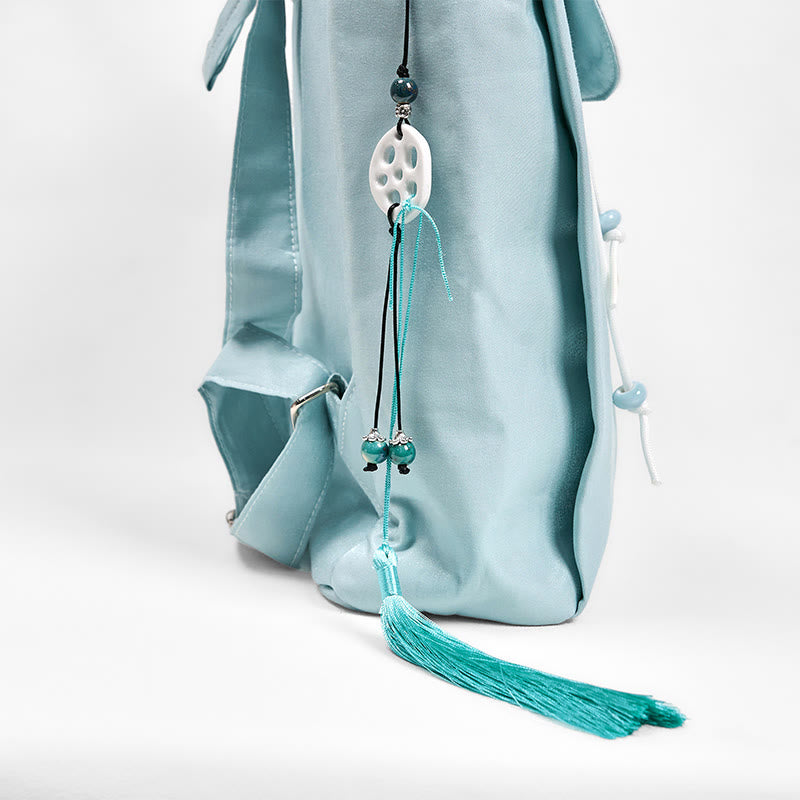 Nimara Ritual Handmade Blue Lotus Embroidered Large Capacity Canvas Backpack