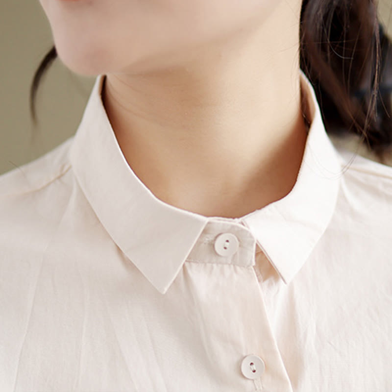 Nimara Ritual Casual Women's Embroidered Jellyfish Pattern Stand Collar Buttons Design Half Sleeve Cotton Shirt