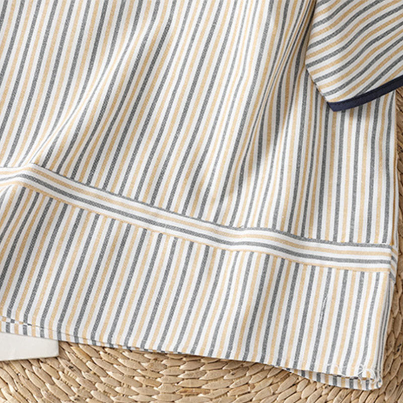 Nimara Ritual Pullover Stripes Crew Neck Design Women's Cotton Short Sleeves Shirt