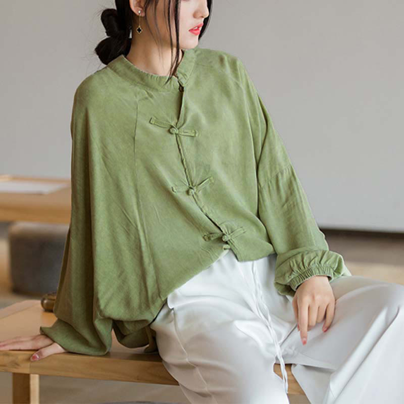 Nimara Ritual Frog-Button Long Sleeve Shirt Zen Tai Chi Meditation Top Hanfu Clothing Jacket