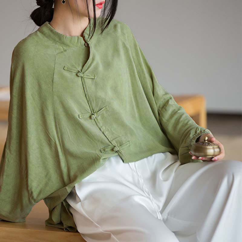 Nimara Ritual Frog-Button Long Sleeve Shirt Zen Tai Chi Meditation Top Hanfu Clothing Jacket