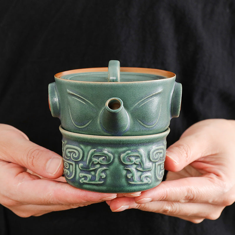 Nimara Ritual Sanxingdui Ceramic Teacup Kung Fu Tea Cup With Bag