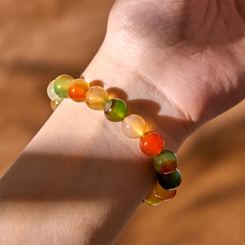 Nimara Ritual Natural Colorful Peacock Agate Courage Purify Bracelet