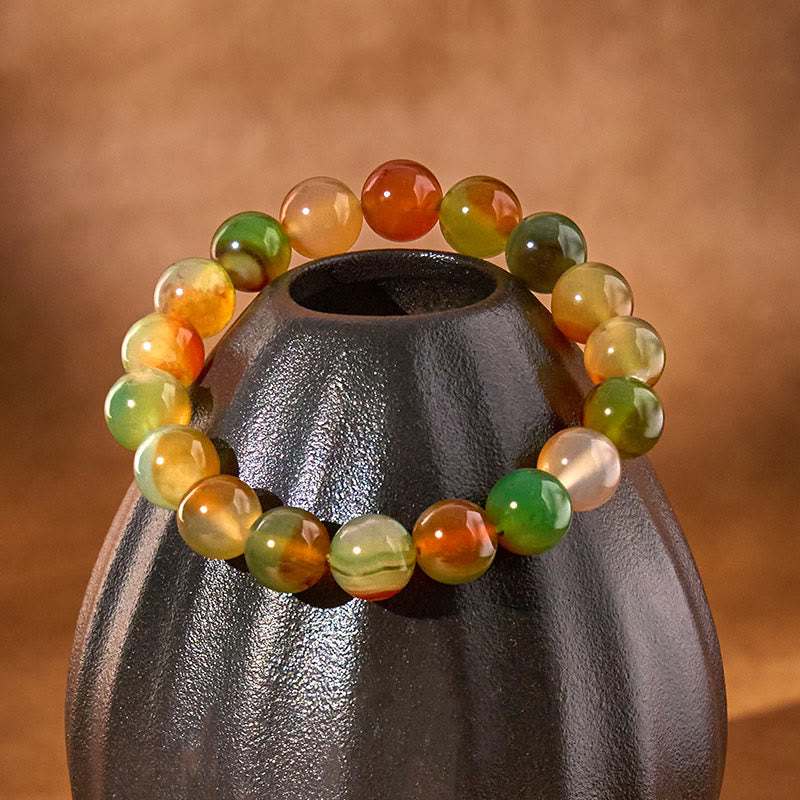 Nimara Ritual Natural Colorful Peacock Agate Courage Purify Bracelet