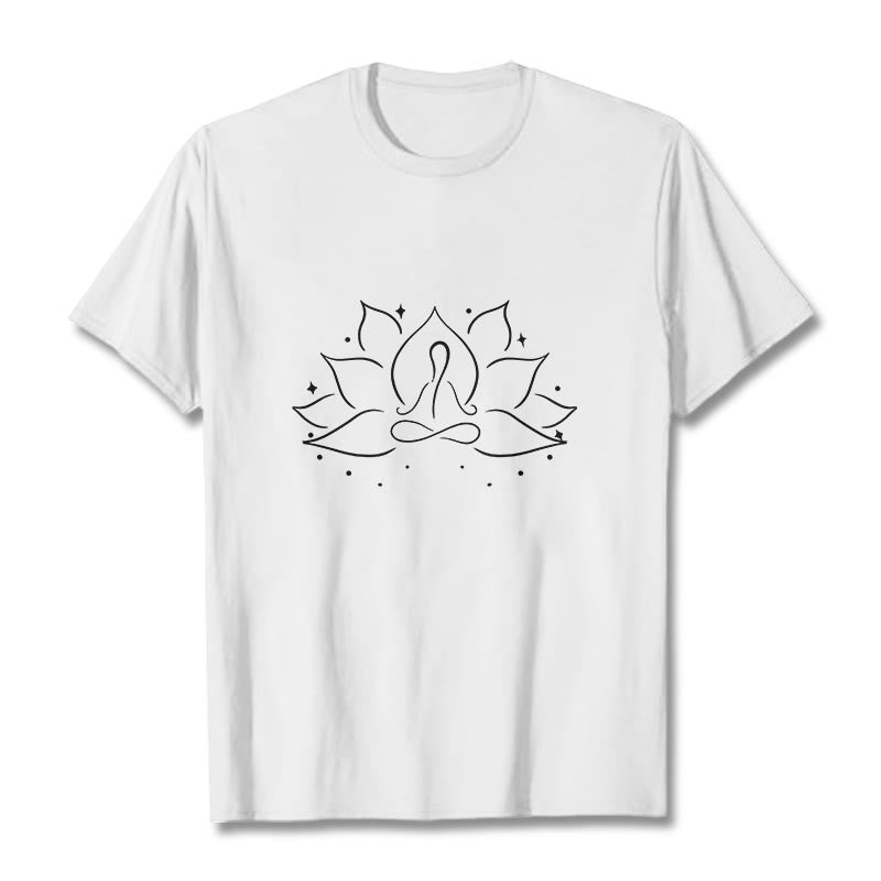 Nimara Ritual Lotus Flower Meditative Yoga Pose Design Tee T-shirt