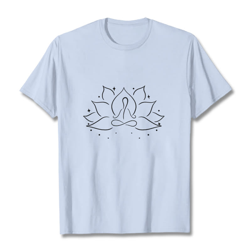 Nimara Ritual Lotus Flower Meditative Yoga Pose Design Tee T-shirt