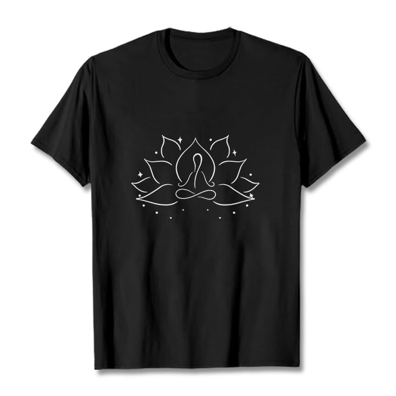 Nimara Ritual Lotus Flower Meditative Yoga Pose Design Tee T-shirt