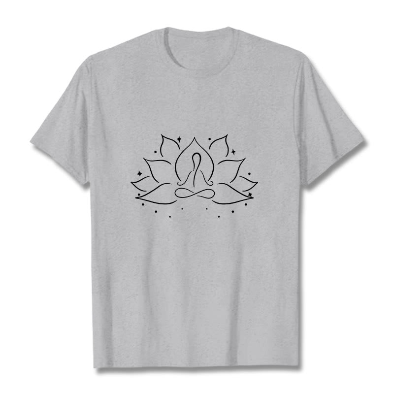 Nimara Ritual Lotus Flower Meditative Yoga Pose Design Tee T-shirt