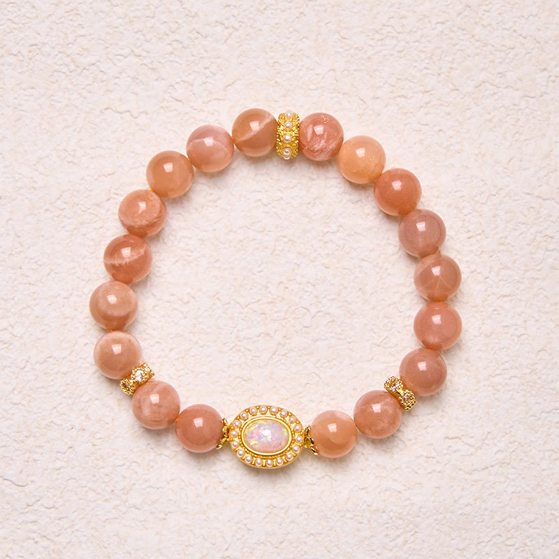 Nimara Ritual Natural Peach Moonstone Adjustable Soothing Bracelet