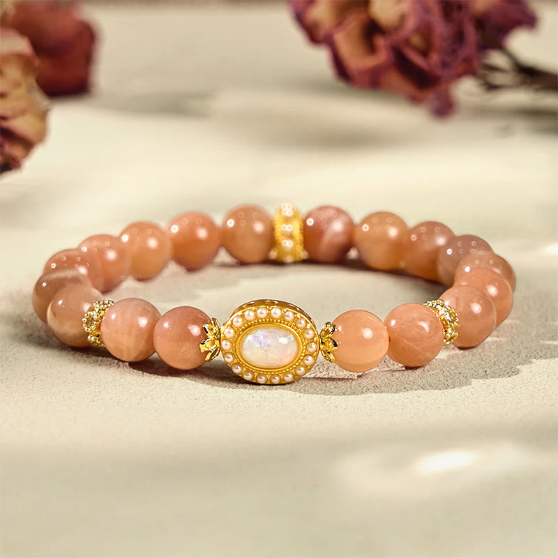 Nimara Ritual Natural Peach Moonstone Adjustable Soothing Bracelet