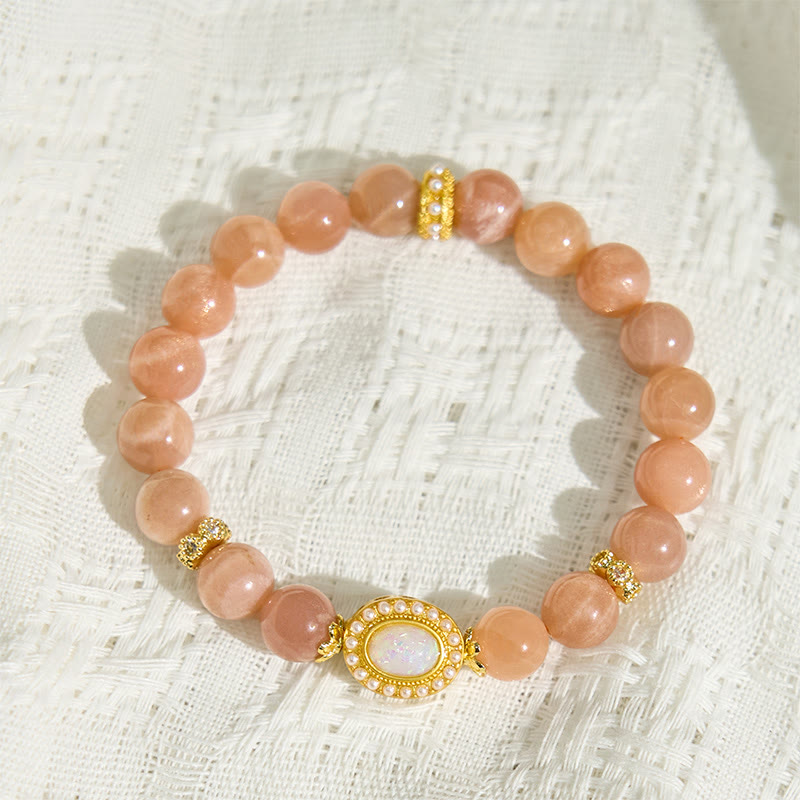 Nimara Ritual Natural Peach Moonstone Adjustable Soothing Bracelet