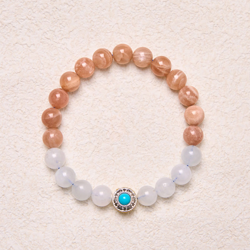Nimara Ritual Natural Peach Moonstone Aquamarine Soothing Bracelet
