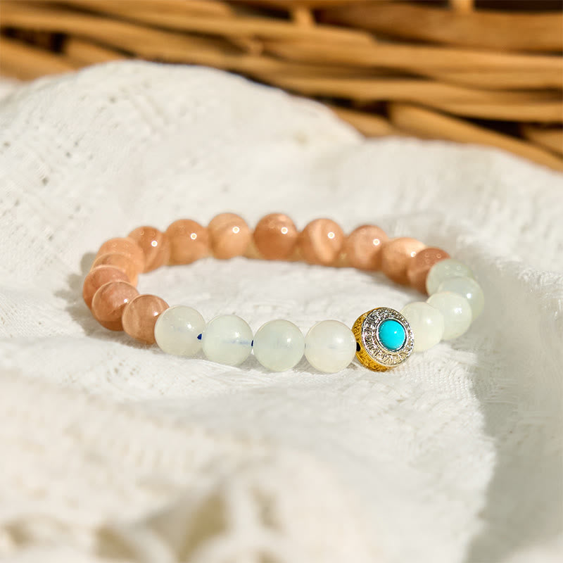 Nimara Ritual Natural Peach Moonstone Aquamarine Soothing Bracelet