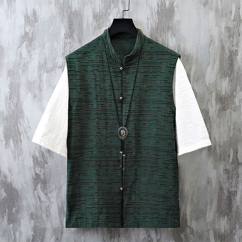 Nimara Ritual Summer Patchwork Color Design Men's Half Sleeve Cotton Linen Shirt