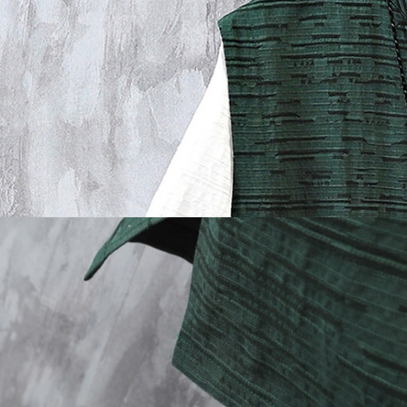 Nimara Ritual Summer Patchwork Color Design Men's Half Sleeve Cotton Linen Shirt
