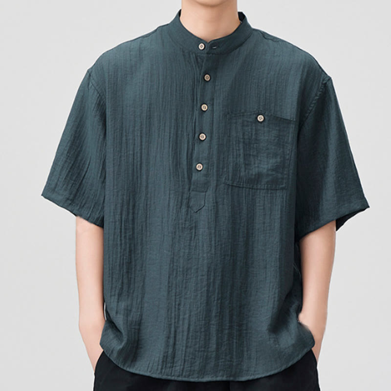Nimara Ritual Summer Plain Half Buttons Design Men's Half Sleeve Shirt