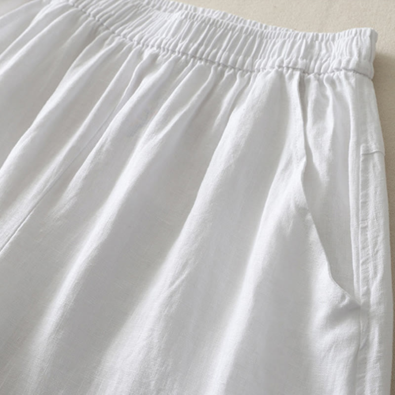 Nimara Ritual Summer Daily Solid Color Elastic Waistband Design Women's Wide Leg Pants With Pockets