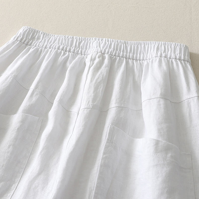Nimara Ritual Summer Daily Solid Color Elastic Waistband Design Women's Wide Leg Pants With Pockets