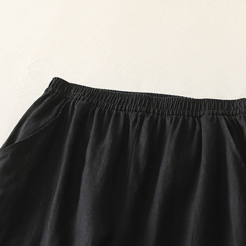 Nimara Ritual Summer Daily Solid Color Elastic Waistband Design Women's Wide Leg Pants With Pockets