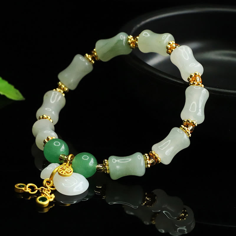 Nimara Ritual Natural Tianshan Jade Fu Character Money Bag Pattern Prosperity Bracelet