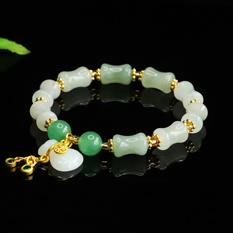 Nimara Ritual Natural Tianshan Jade Fu Character Money Bag Pattern Prosperity Bracelet