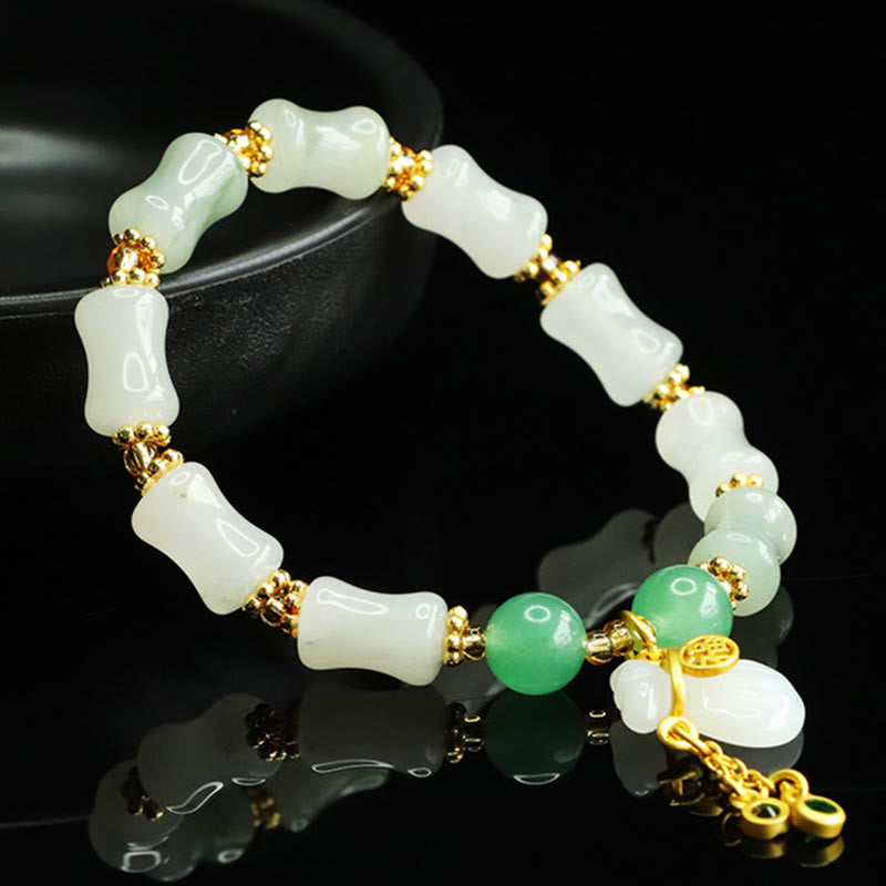 Nimara Ritual Natural Tianshan Jade Fu Character Money Bag Pattern Prosperity Bracelet