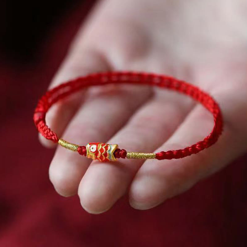 Nimara Ritual Koi Fish Handmade Braided Red String Bracelet