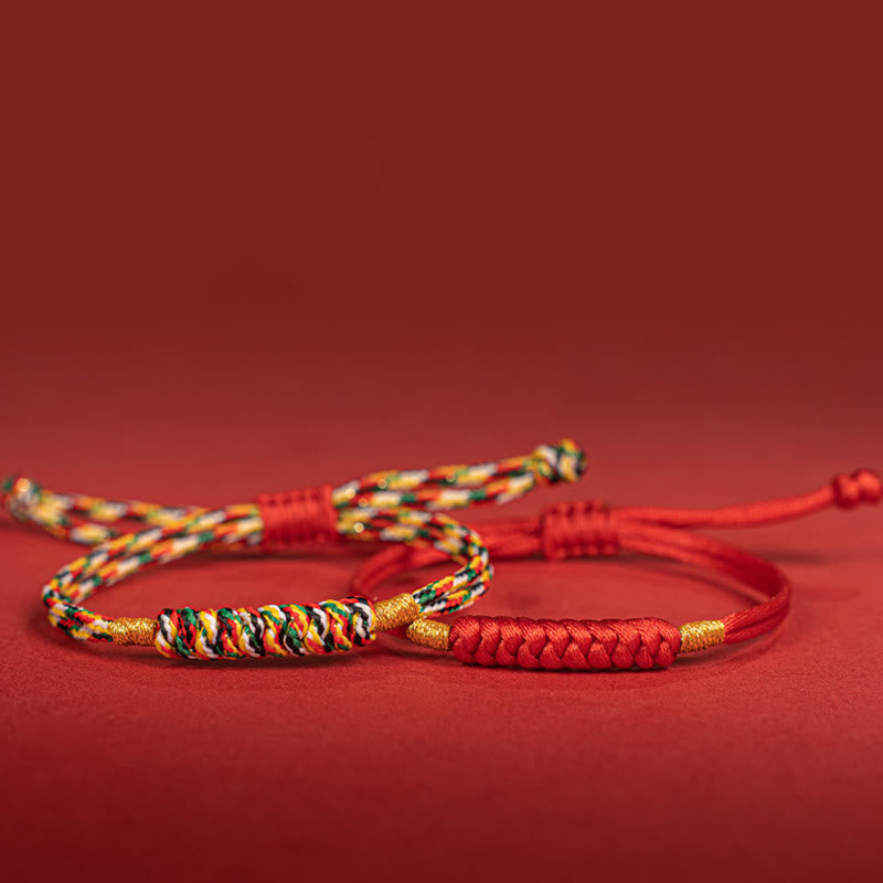 Nimara Ritual Handmade Braided Red String Happy Knot Flat Knot Colorful Rope Bracelet