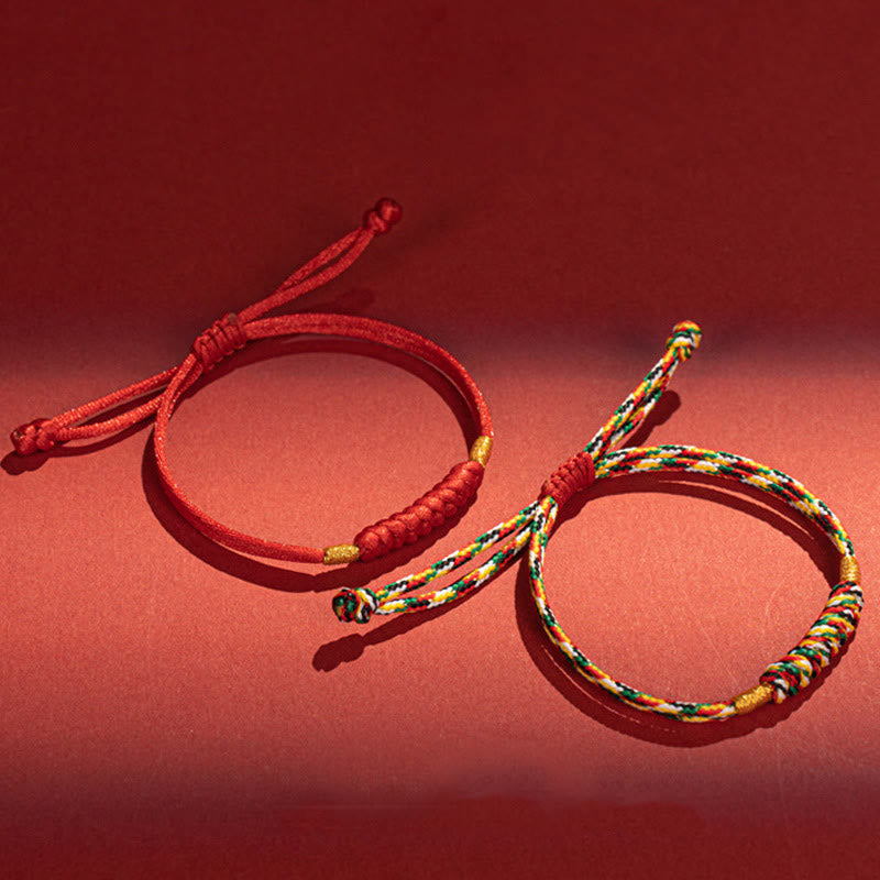 Nimara Ritual Handmade Braided Red String Happy Knot Flat Knot Colorful Rope Bracelet