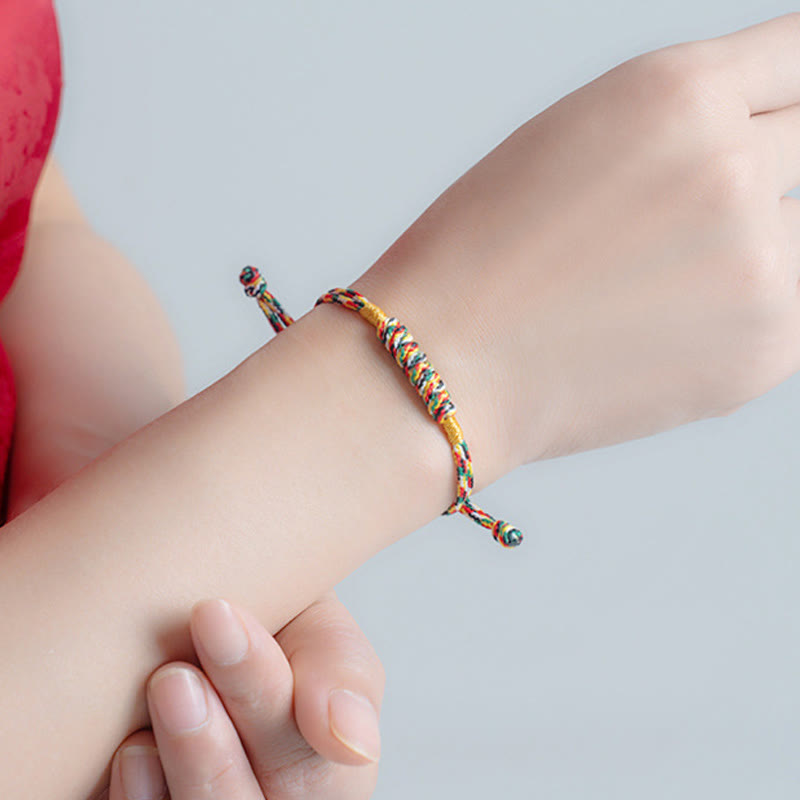 Nimara Ritual Handmade Braided Red String Happy Knot Flat Knot Colorful Rope Bracelet