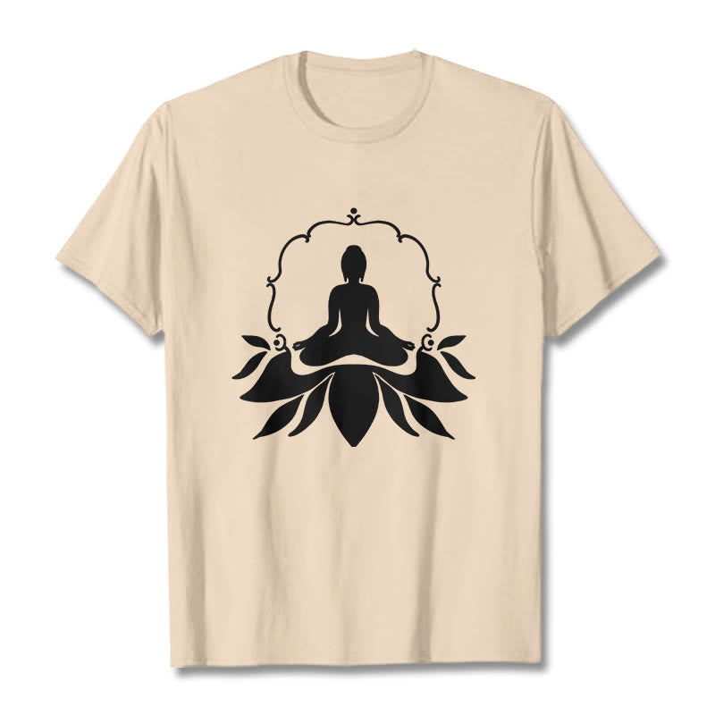 Nimara Ritual Meditating Buddha Seated on Grass Tee T-shirt