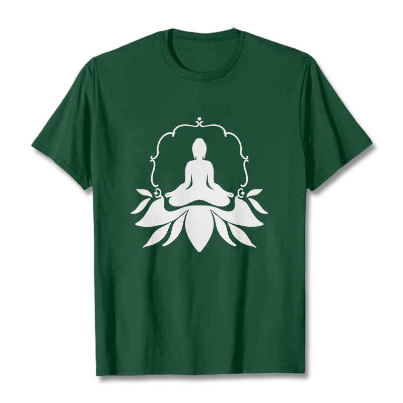 Nimara Ritual Meditating Buddha Seated on Grass Tee T-shirt