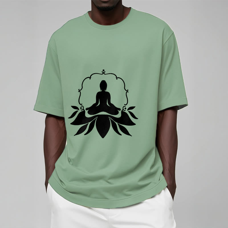 Nimara Ritual Meditating Buddha Seated on Grass Tee T-shirt