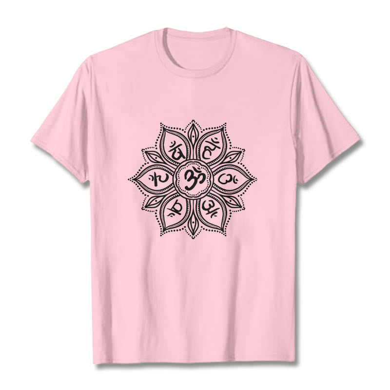 Nimara Ritual Mandala Flower Om Mani Padme Hum Mantra Tee T-shirt