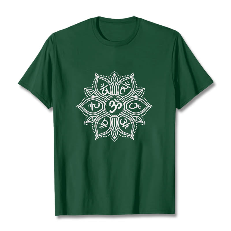 Nimara Ritual Mandala Flower Om Mani Padme Hum Mantra Tee T-shirt