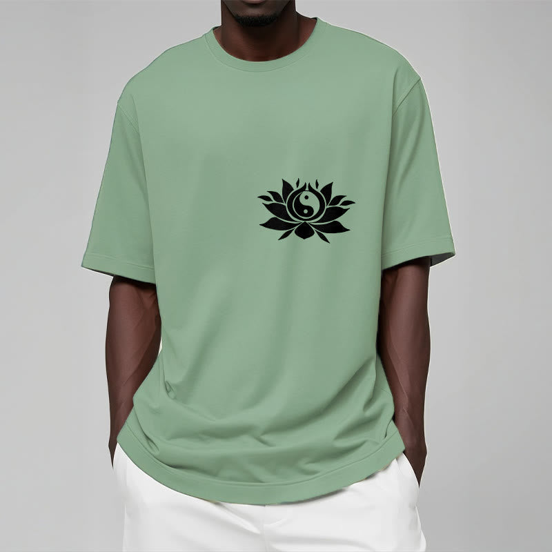 Nimara Ritual Yin Yang Lotus Flower Design Tee T-shirt