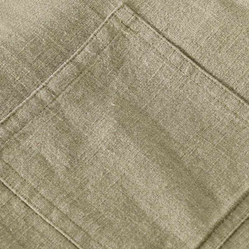 Nimara Ritual Commute Fall Solid Color Lapel Men's Long Sleeve Cotton Linen Shirt With Pocket