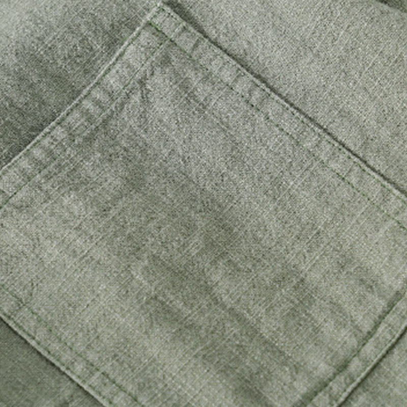 Nimara Ritual Commute Fall Solid Color Lapel Men's Long Sleeve Cotton Linen Shirt With Pocket