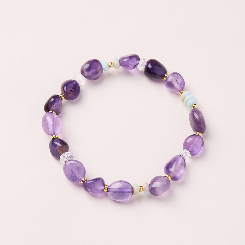 Nimara Ritual Natural Irregular Amethyst Shoushan Stone White Crystal Healing Bracelet