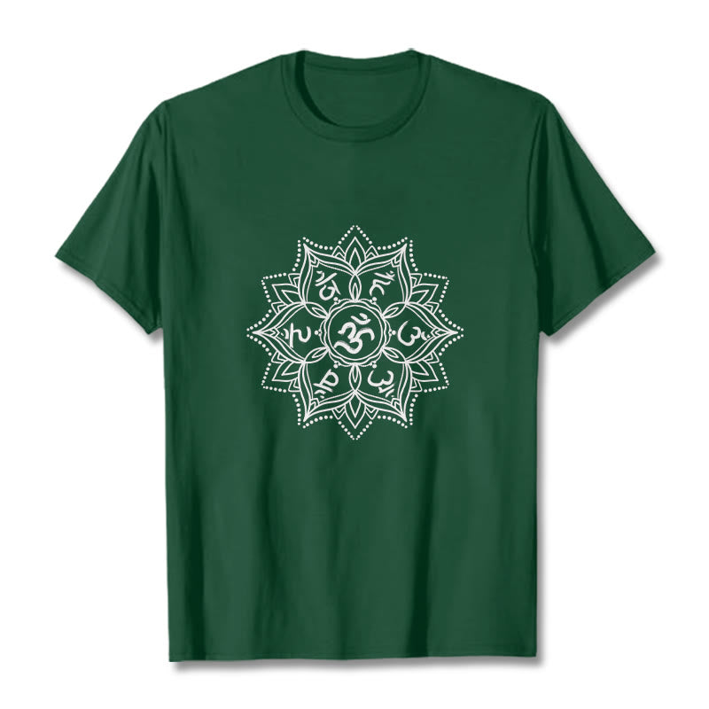 Nimara Ritual Mandala Flower Om Mani Padme Hum Sanskrit Mantra Tee T-shirt
