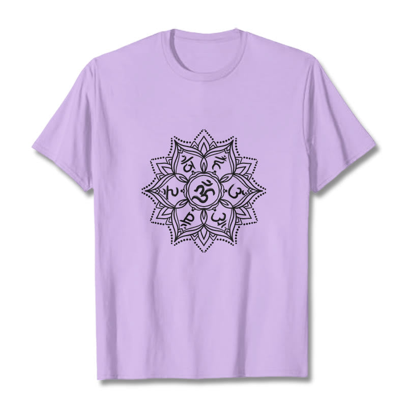Nimara Ritual Mandala Flower Om Mani Padme Hum Sanskrit Mantra Tee T-shirt