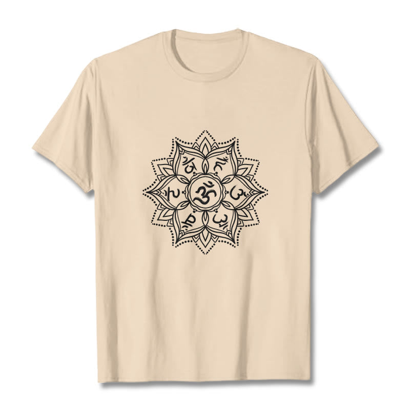 Nimara Ritual Mandala Flower Om Mani Padme Hum Sanskrit Mantra Tee T-shirt