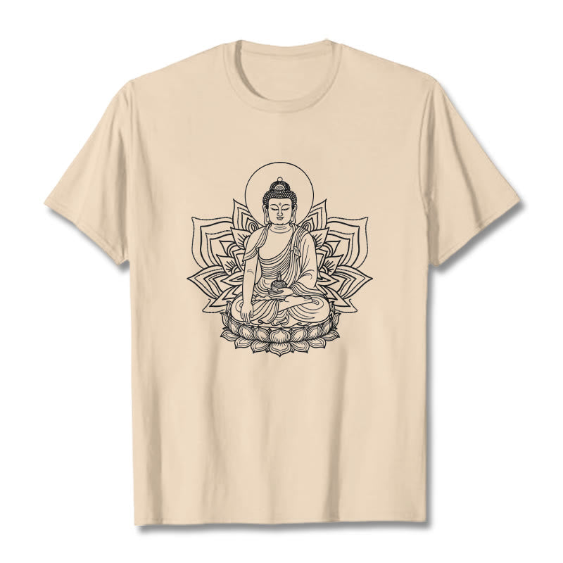 Nimara Ritual Medicine Buddha Seated On A Lotus Pedestal Tee T-shirt
