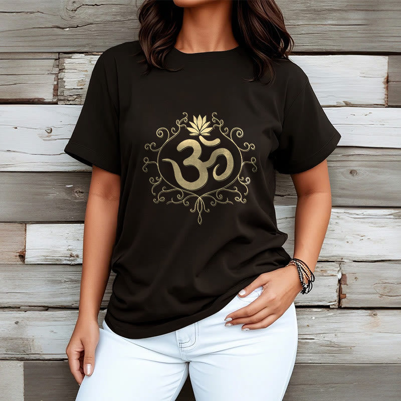 Nimara Ritual Om Symbol Vines Lotus Flower Tee T-shirt