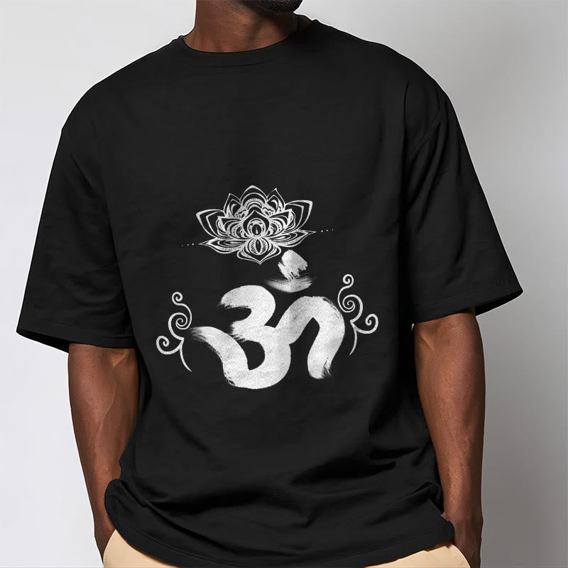 Nimara Ritual Om Symbol Sanskrit Floral Tee T-shirt