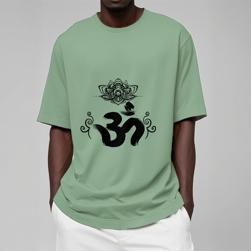 Nimara Ritual Om Symbol Sanskrit Floral Tee T-shirt