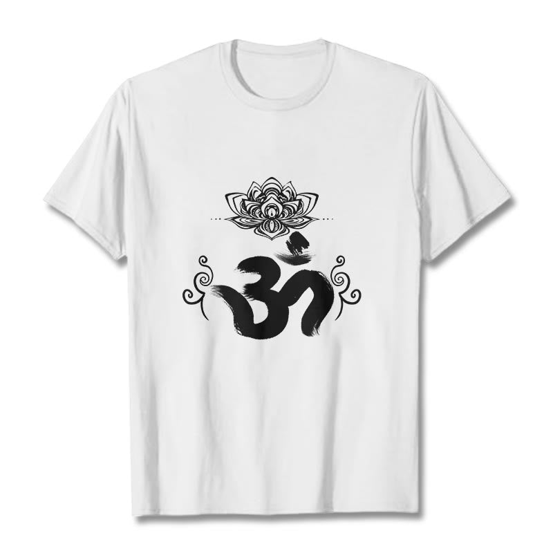 Nimara Ritual Om Symbol Sanskrit Floral Tee T-shirt