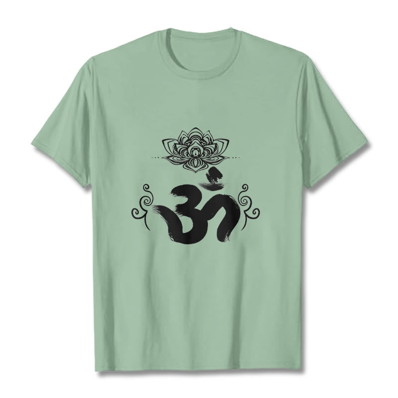 Nimara Ritual Om Symbol Sanskrit Floral Tee T-shirt